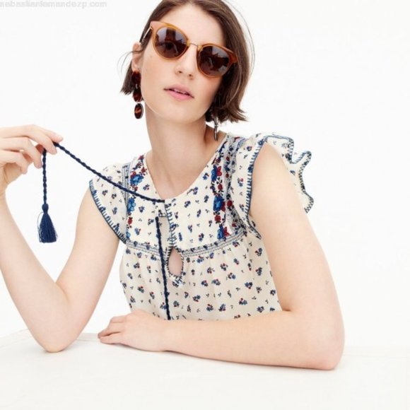J. Crew Tops - J.Crew Point Sur Flutter-Sleeve Peasant Top XL